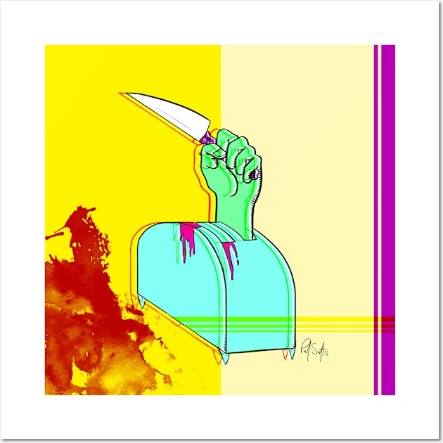 Hand with Knife in Toaster Wall Art by Chicken008